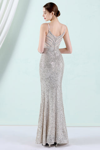 Sequins Sheath Prom Dress with Slit