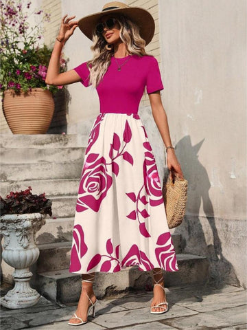 Midikleid mit Rosen-Print