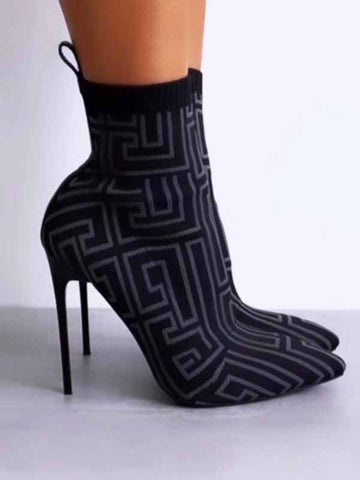 Stiletto Sock Ankle Boots