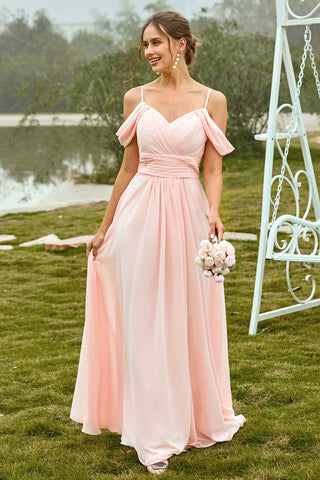 Schulterfreies, roséfarbenes Brautjungfernkleid