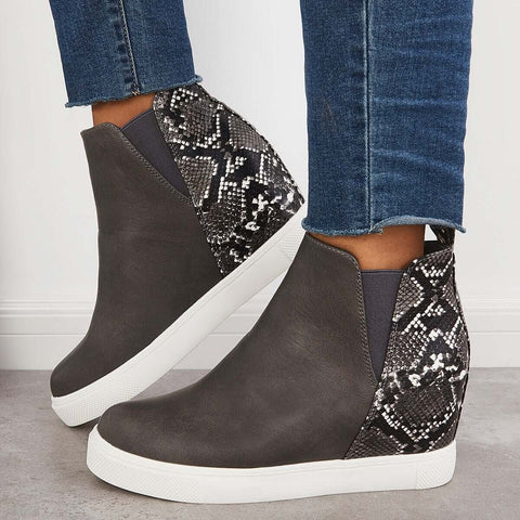 Slip on Hidden Wedge Sneakers Platform Wedge Booties