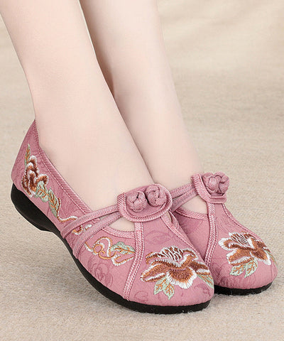 Rote flache Schuhe Baumwollstoff Boho Stickerei Spleißen