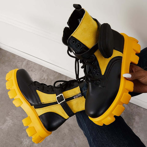 Chunky Platform Combat Ankle Boots Goth Lug Sole Booties