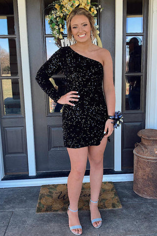 Bodycon Royal Blue Sequins Homecoming Dress with Sleeves