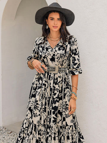 Resort Maxi-Langarmkleid