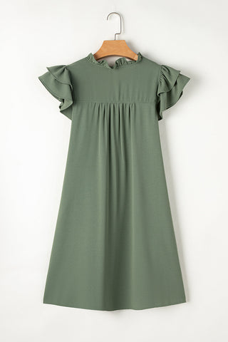 Ruffled V-Neck Cap Sleeve Mini Resort Dress