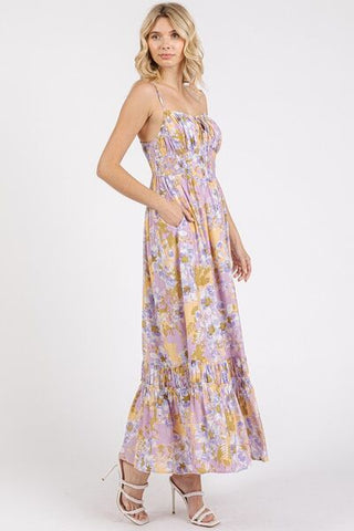 Floral Ruffled Hem Summer Maxi Cami Dress