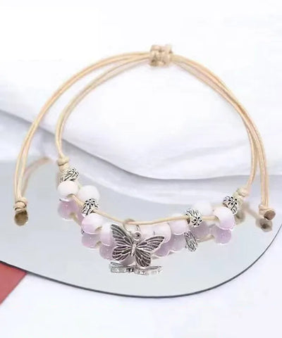 Handmade Purple Weave Ceramic Beading Charm Bracelet