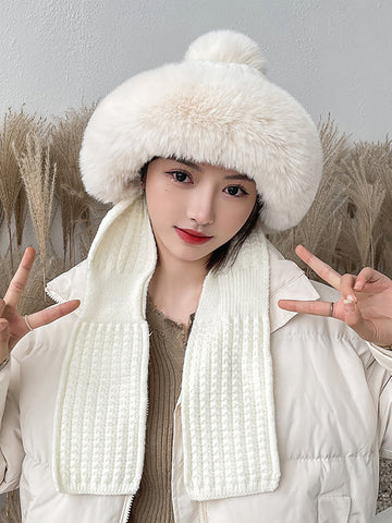 Women Winter Solid Color Korean Adult Plush Hat