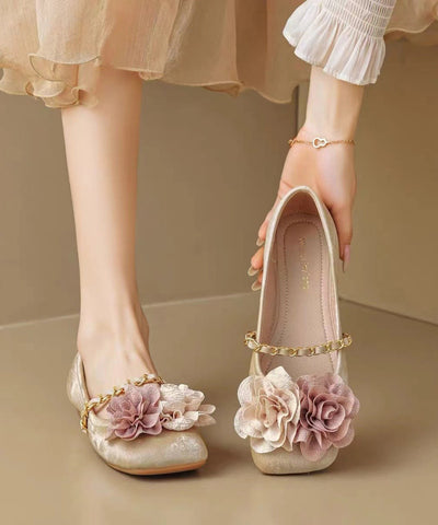 Boutique Bequeme Spleißen Floral Beige Flats Schuhe