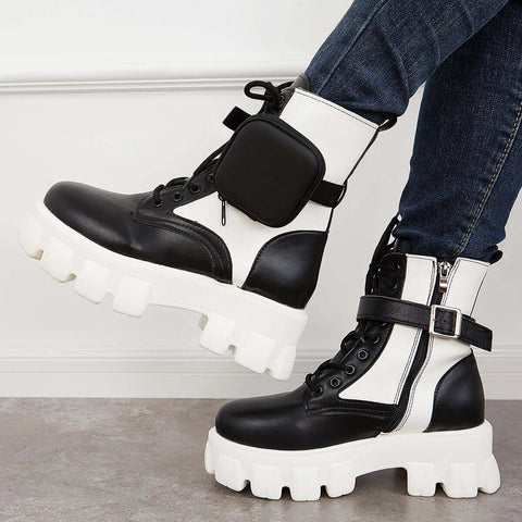 Chunky Platform Combat Ankle Boots Goth Lug Sole Booties