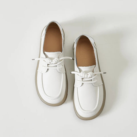 Echtes Leder Sneakers Frauen 2024 Neue Lace-up Frauen Loafers Casual Flache Kuh Sehne Sohle Krankenschwester Schuhe Frauen