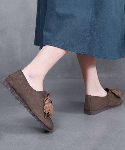 Handgemachte Retro Kaffee Rindsleder Flats Schuhe