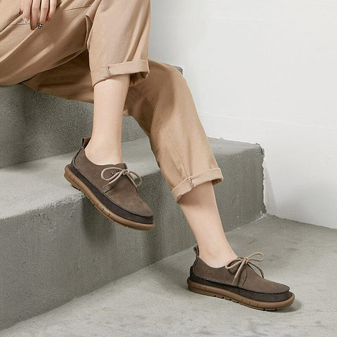 Women Spring Retro Soft Leather Casual Shoes