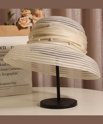 Französischer eleganter schwarzer Tüll-Nail-Bead-Eimerhut für den Sommer