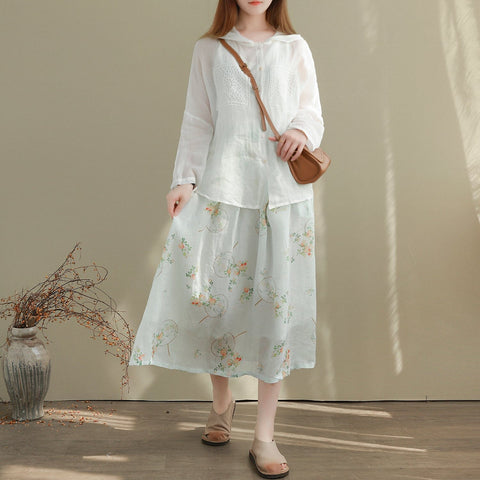 Women Summer Thin Loose Casual Floral Skirt