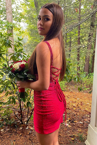 Spaghetti Straps Tight Homecoming Dress