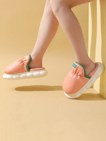Indoor Unisex Casual Solid Plush Slippers
