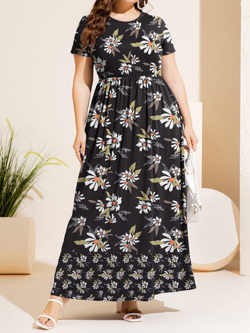 Plus Size Short Sleeve Summer Maxi Dress