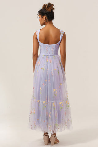 Cute A Line Sweetheart Light Purple Long Prom Dress with Embroidery