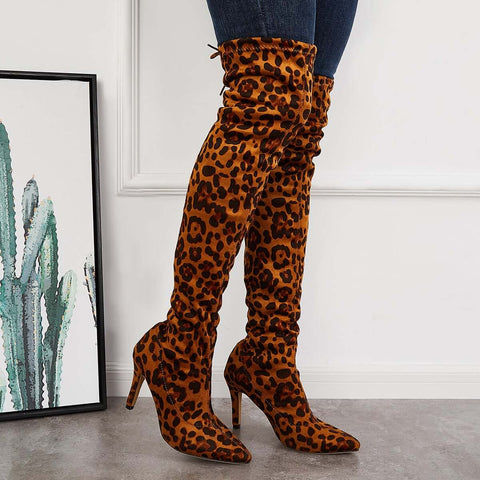 Stretchy Over The Knee Boots Pointed Toe Stiletto Heel Boots