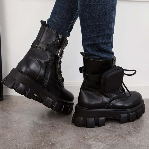 Chunky Platform Combat Ankle Boots Goth Lug Sole Booties