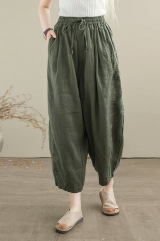 Women Summer Minimalist Loose Linen Pants