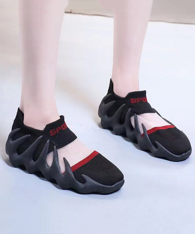 Bequeme Spleißen Plattfüße Schuhe Schwarz Atmungsaktiv Mesh