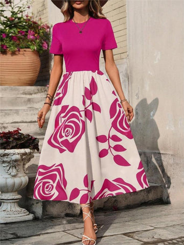 Midikleid mit Rosen-Print
