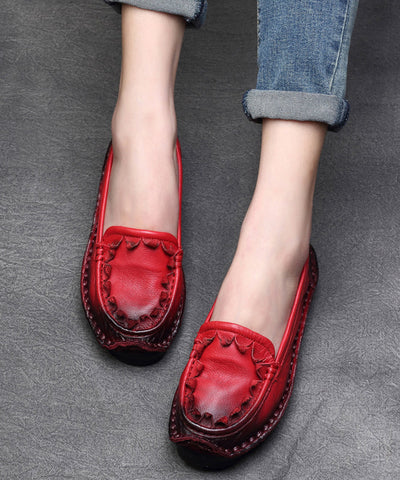Kaffeefarbene Vintage Handgemachte flache Schuhe aus Rindsleder