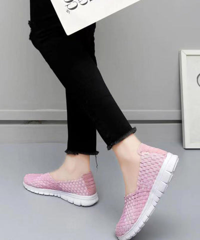 Rosa Flache Schuhe Strickstoff Lässig Bequem Spleißen