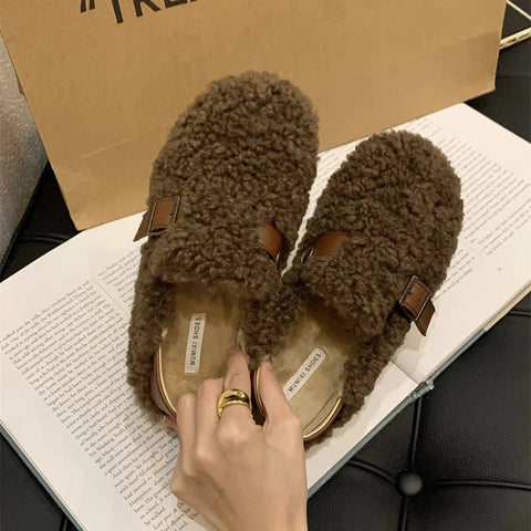 Neue Damen Lammwolle Loafers Flats Schuhe Mode Flach Slip On Damen Elegante Flats Herbst Damenschuhe