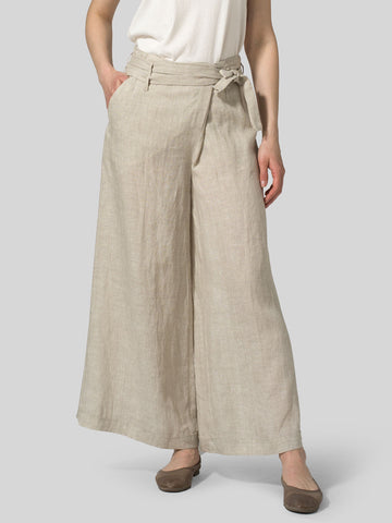 Cotton Linen Wide Leg Long Pants