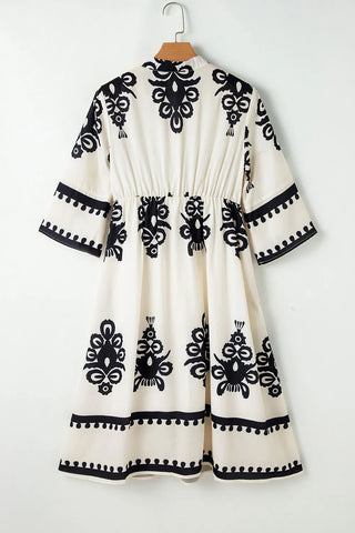 Bedrucktes Midikleid mit halben Ärmeln