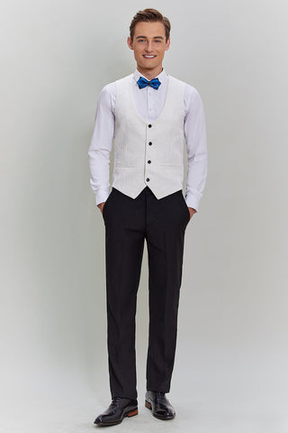 White Jacquard 3 Piece Men's Suits with Shawl Lapel