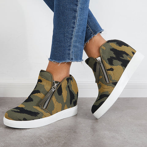 Casual Hidden Wedge Sneakers Platform Wedge Booties