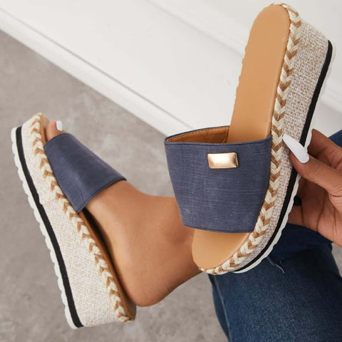 Open Toe Espadrille Platform Wedges Slip on Sandals