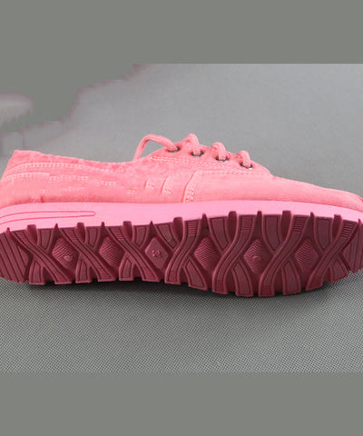 Simple Pink Cotton Fabric Flat Shoes For Women Cross Strap Flat Shoes