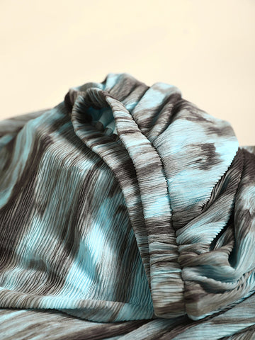 Women Summer Vintage Ink-print Pleat Skirt