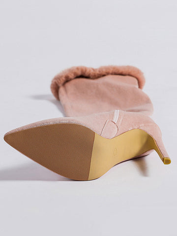 Fuzzy Suede Stiletto Heeled Boots