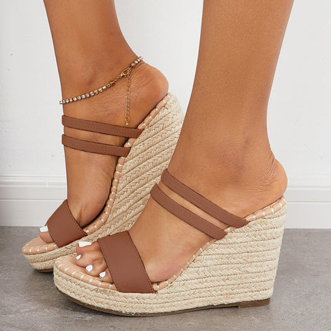 Espadrille Wedge Platform Sandals Open Toe Strappy Summer Slides