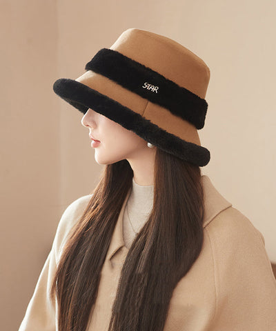 Eleganter, vielseitiger, warmer Fischerhut aus schwarzem Fleece