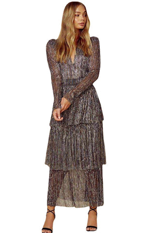 Fashionable long skirt, elegant commuting black printed high waist long skirt dress