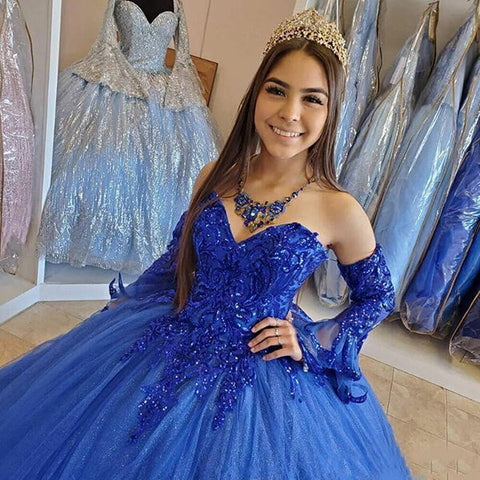 Ball Gown Sweetheart Long Sleeves Quinceanera Dresses, Prom Dresses