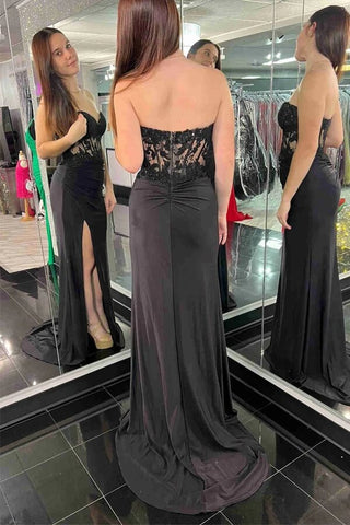 Satin Sheath Sweetheart Lace Corset Prom Dress, Evening Gown