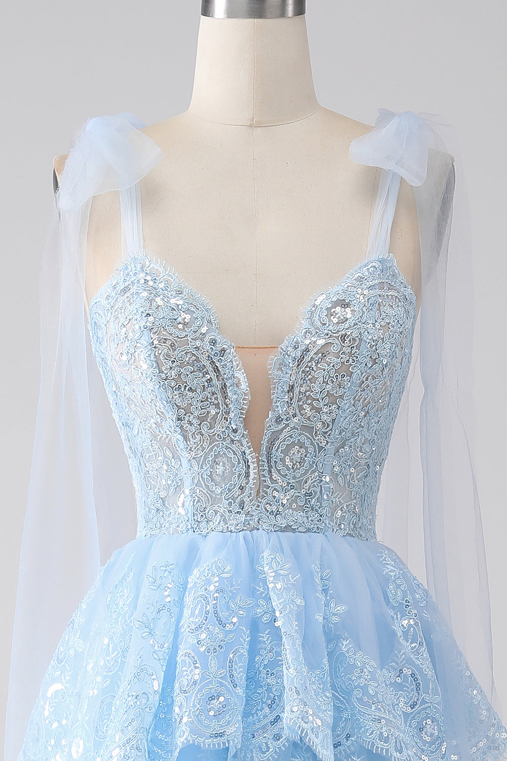 [Copy]Mermaid Silver Spaghetti Straps Corset Prom Dress with Appliques