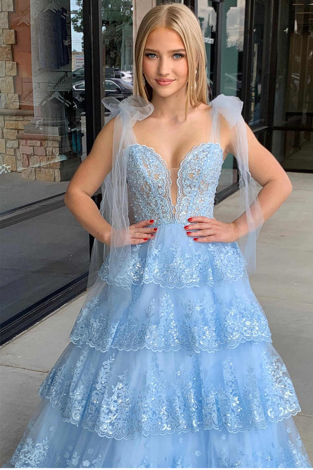 [Copy]Mermaid Silver Spaghetti Straps Corset Prom Dress with Appliques