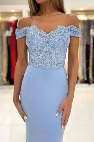 Chiffon Mermaid Off-the-Shoulder Lace Prom Dresses, Evening Dresses