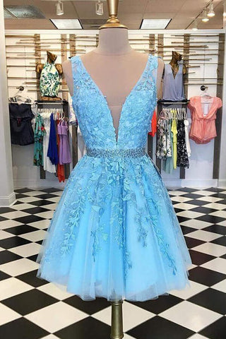 Tulle A-line Beaded Short Homecoming Dresses With Appliques
