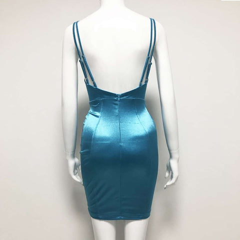 Robe mini d'été en satin pour femme, soutien-gorge rembourré, doubles bretelles, décolleté plongeant, découpe, robe sexy, robe moulante de fête orange